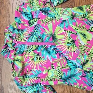 Tommy Bahama Pink and Green Tropical Print Top